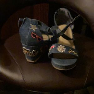 Girl blue jean wedge, with decor